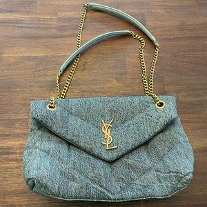 YSL puffer medium denim chain bag